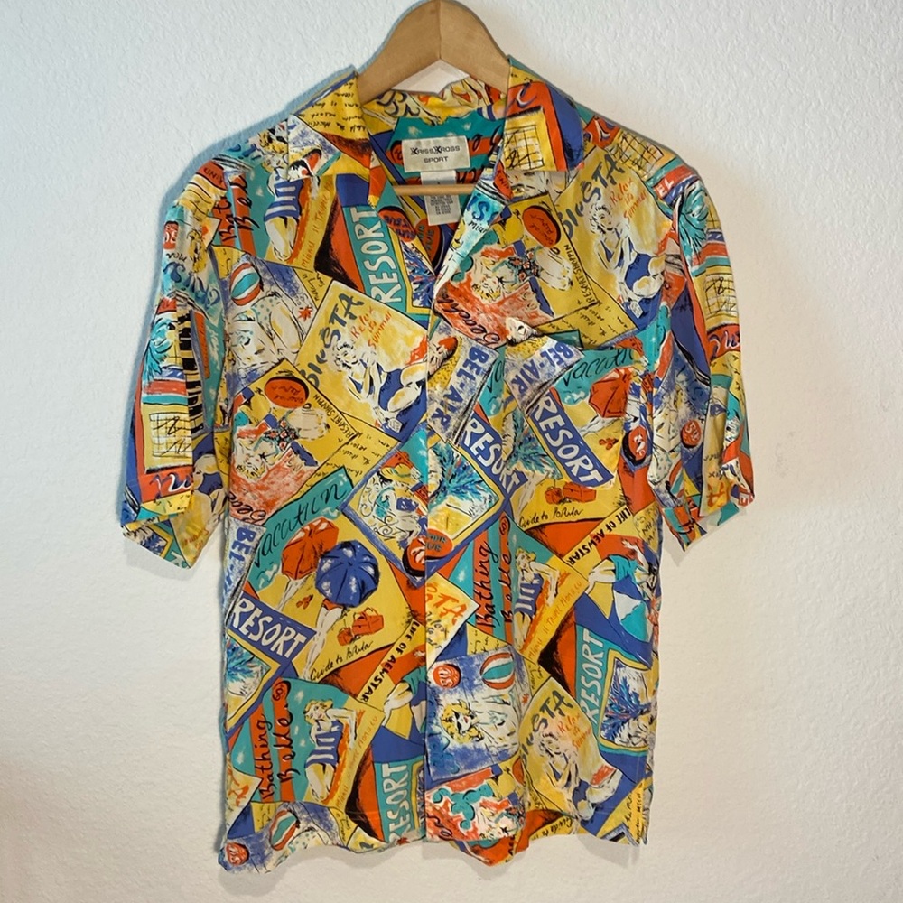 Vntg. Kriss Kross sport Sz S silk blouse